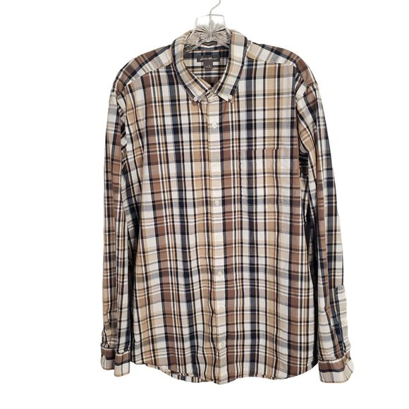 Eddie Bauer Mens Size L Tall TL Shirt 100% Cotton Button Front Casual Plaid - Picture 2 of 8